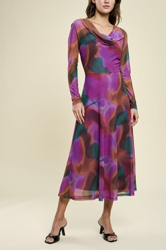 Robe midi tie and dye Rouge feu NAF-NAF