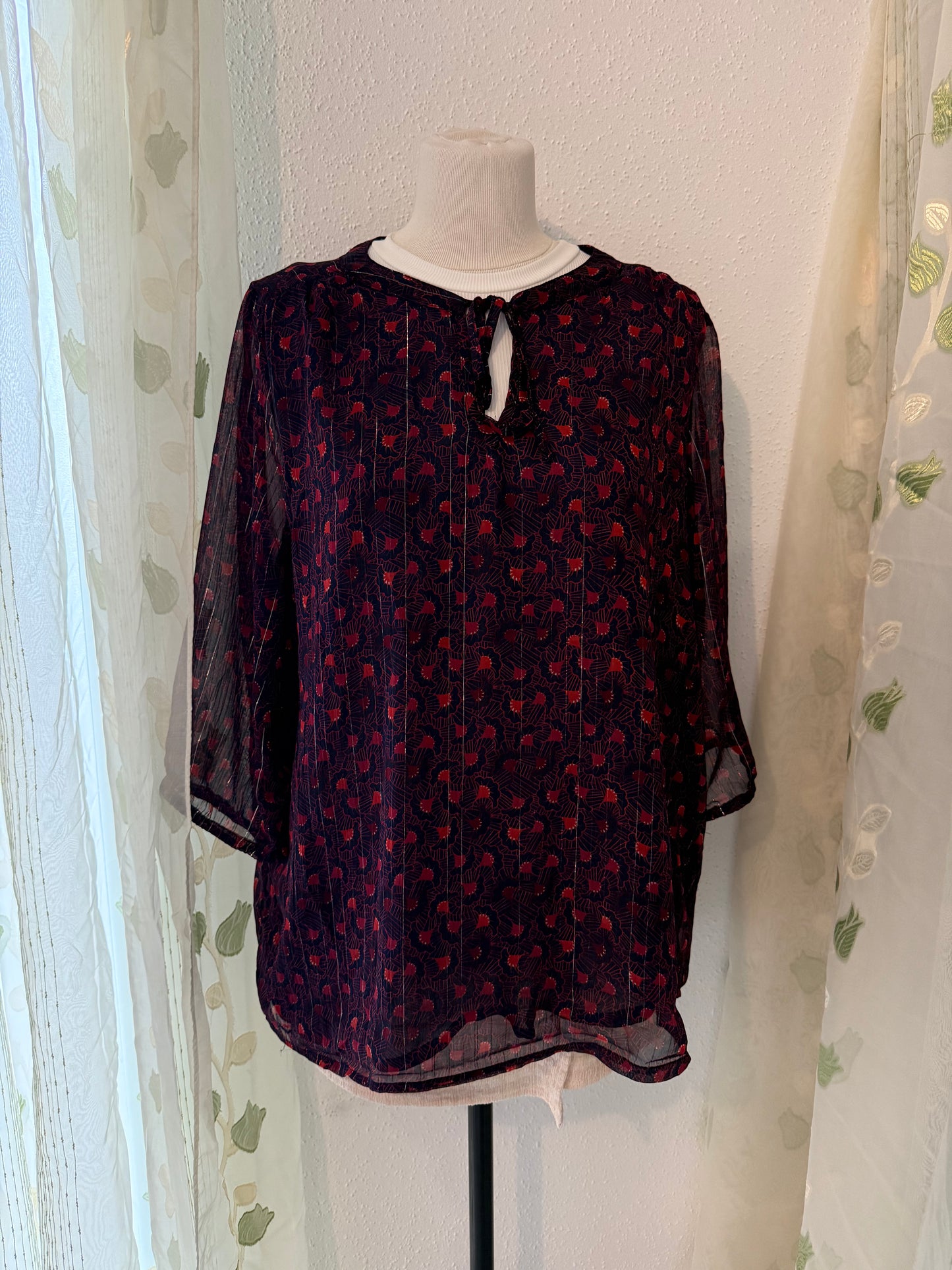 Blouse bleu marine et bordeaux INEXTENSO