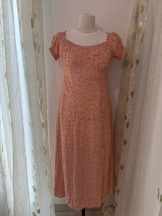 Robe longue orange, jaune et rose H&M