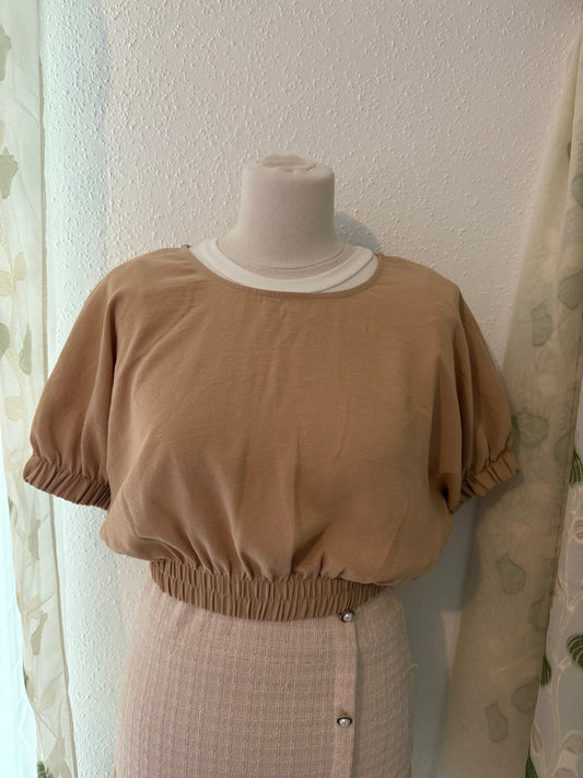 Blouse style croc top beige ZARA